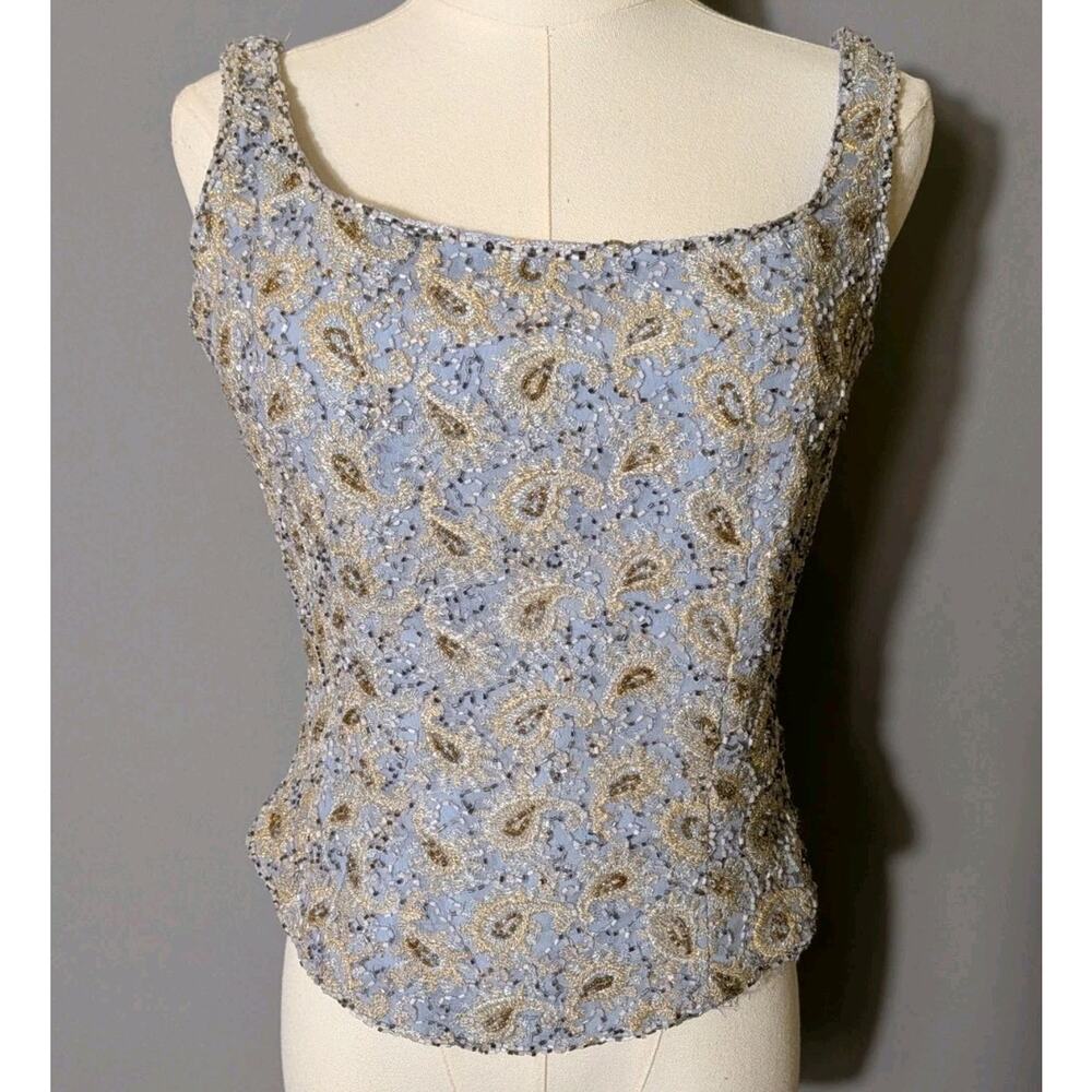 Vintage Silk Beaded Corset Top Women Size 6 Lavender Purple Formal Evening Party